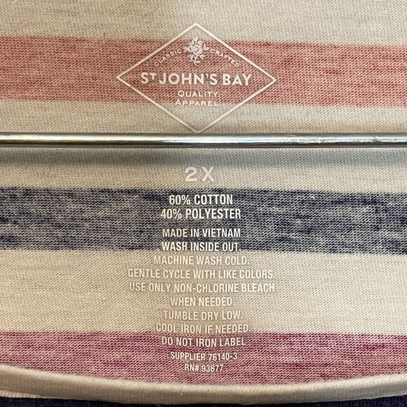 St Johns Bay Women Colorful Rainbow Striped Boat Neck Long Sleeve T Shirt 2X - Picture 6 of 9